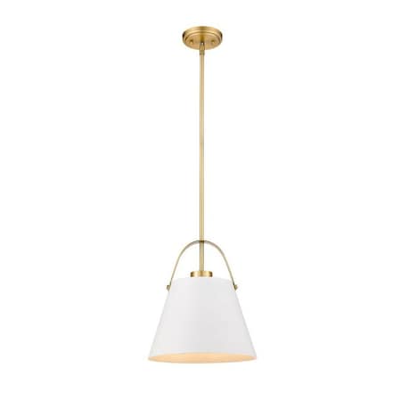 Z-Lite Z-Studio 1 Light Pendant, Matte White & Heritage Brass 726P-MW+HBR